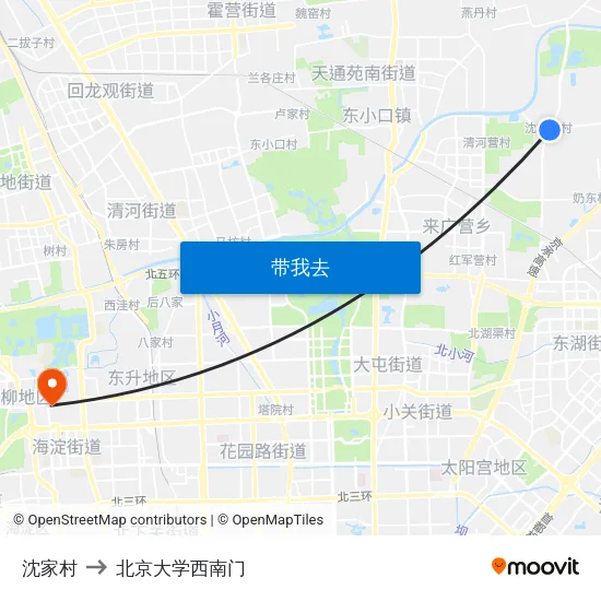 沈家村 to 北京大学西南门 map