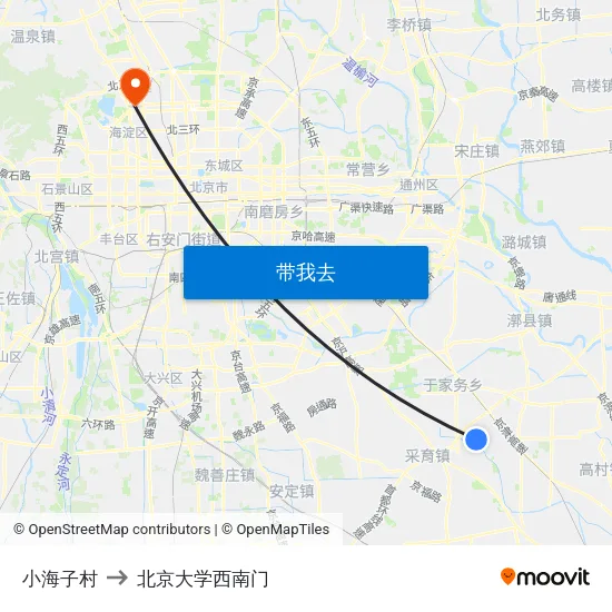 小海子村 to 北京大学西南门 map
