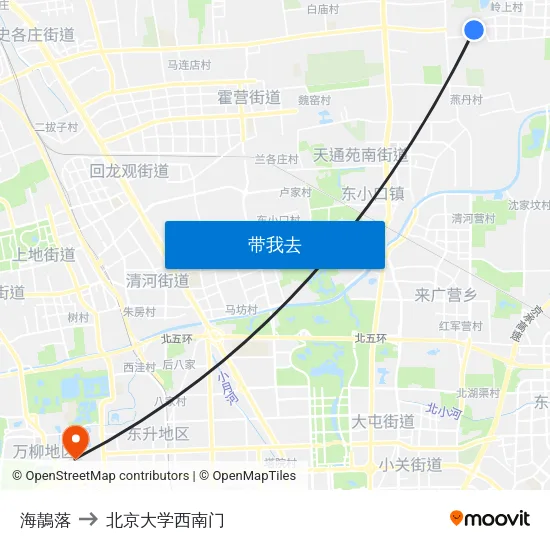 海鶄落 to 北京大学西南门 map