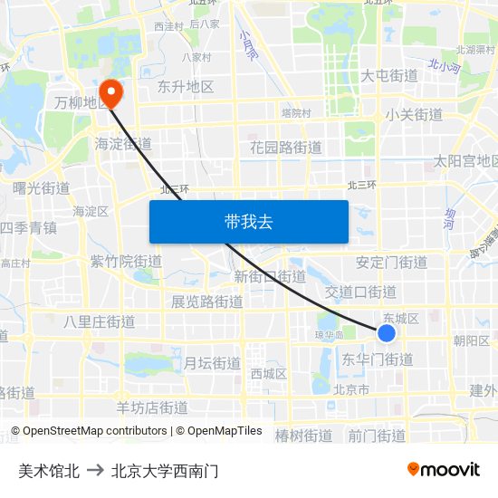 美术馆北 to 北京大学西南门 map