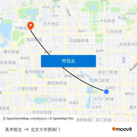 美术馆北 to 北京大学西南门 map