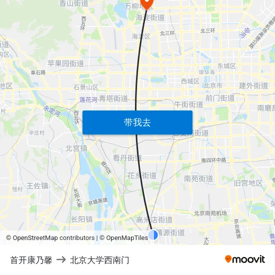 首开康乃馨 to 北京大学西南门 map