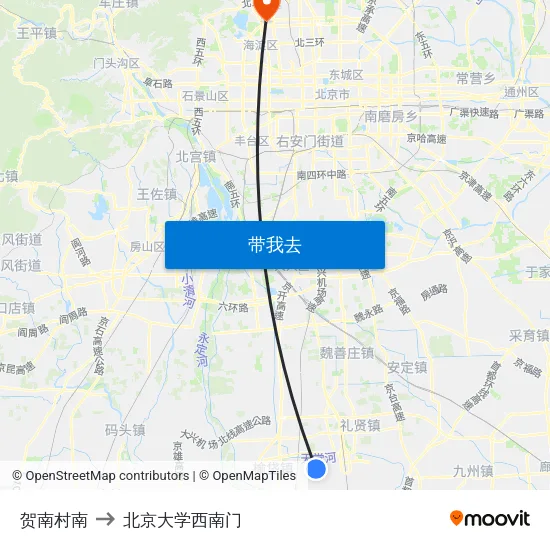 贺南村南 to 北京大学西南门 map