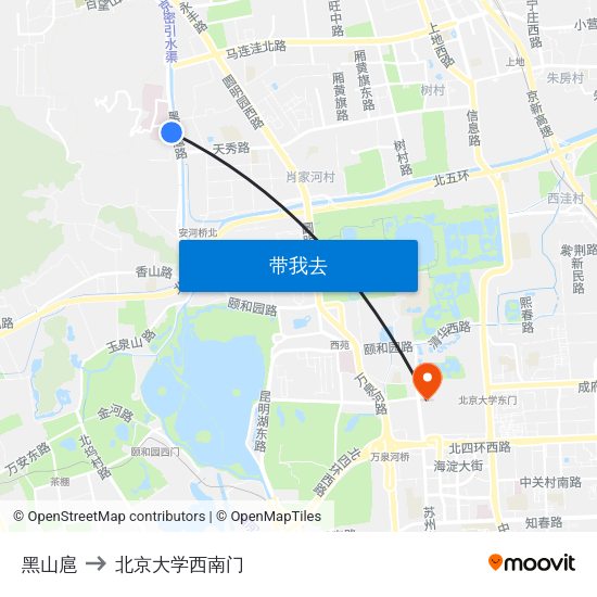 黑山扈 to 北京大学西南门 map