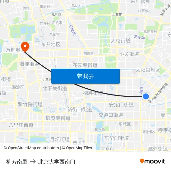 柳芳南里 to 北京大学西南门 map