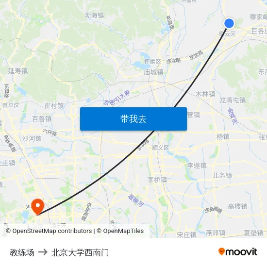 教练场 to 北京大学西南门 map