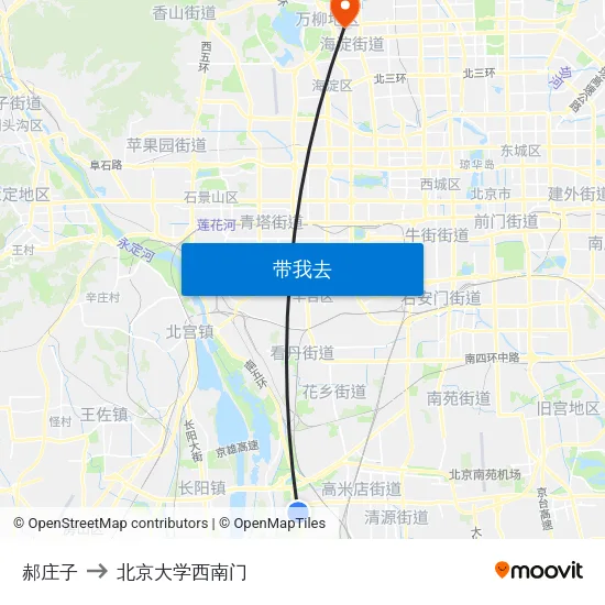郝庄子 to 北京大学西南门 map