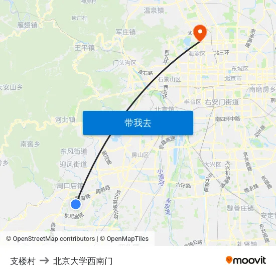 支楼村 to 北京大学西南门 map
