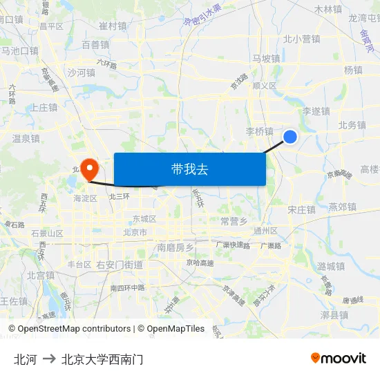 北河 to 北京大学西南门 map