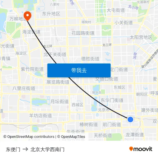 东便门 to 北京大学西南门 map