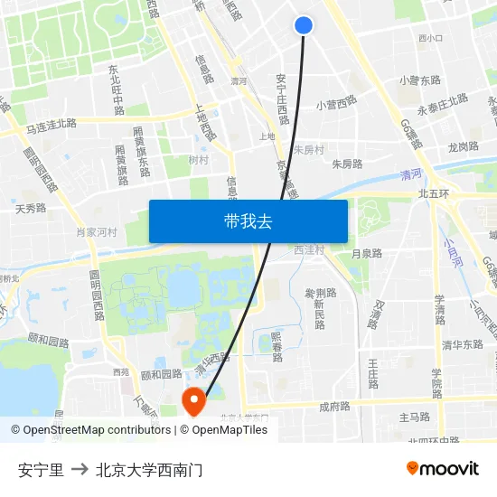 安宁里 to 北京大学西南门 map