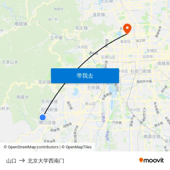 山口 to 北京大学西南门 map