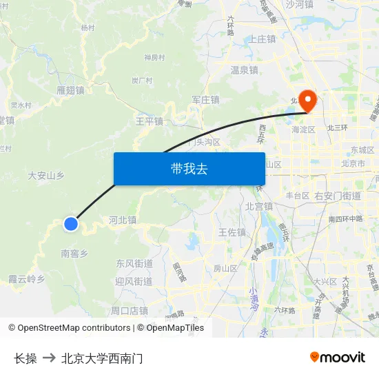 长操 to 北京大学西南门 map