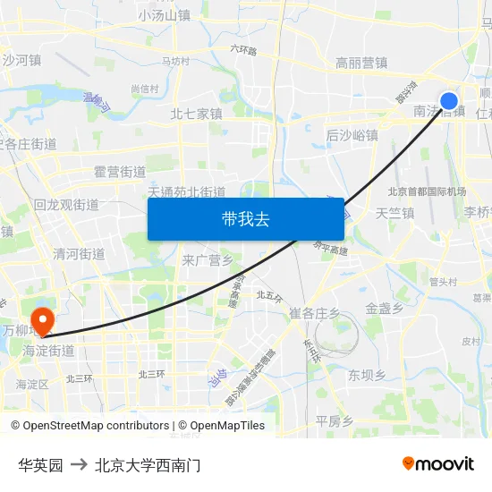 华英园 to 北京大学西南门 map