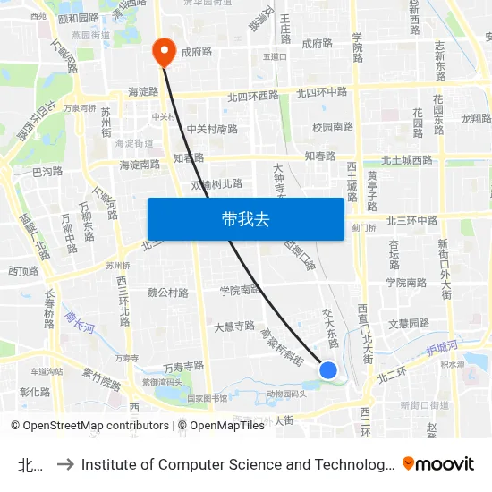 北下关 to Institute of Computer Science and Technology of Peking University map