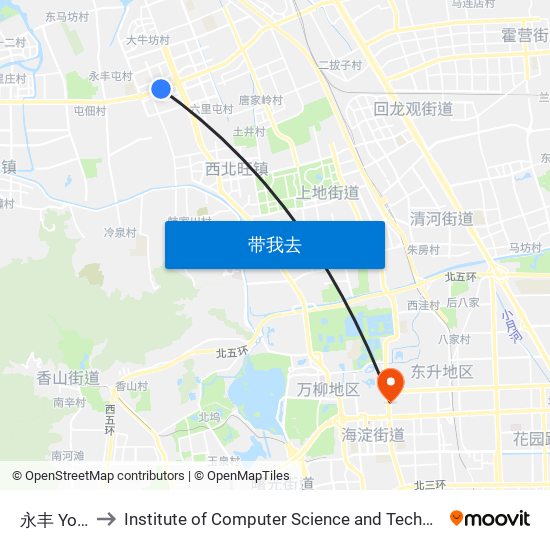 永丰 Yongfeng to Institute of Computer Science and Technology of Peking University map