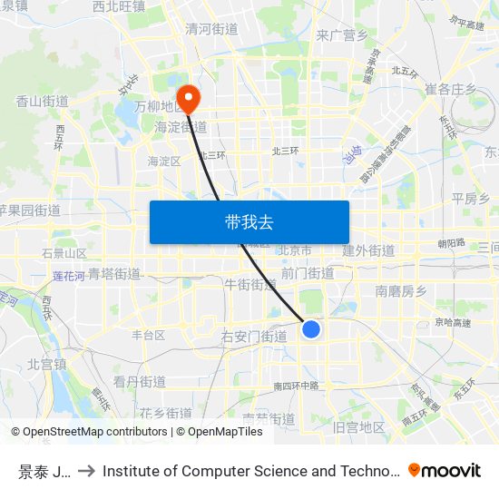 景泰  Jingtai to Institute of Computer Science and Technology of Peking University map