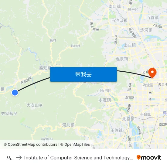 马栏 to Institute of Computer Science and Technology of Peking University map