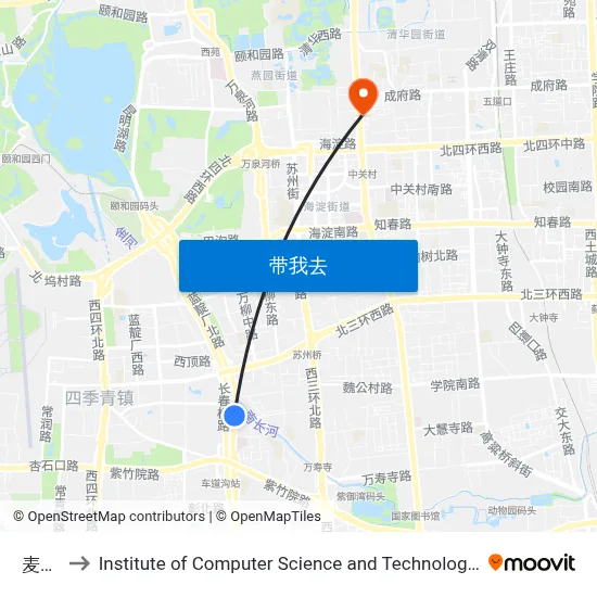 麦钟桥 to Institute of Computer Science and Technology of Peking University map