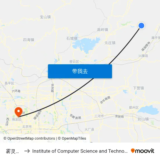 雾灵山北门 to Institute of Computer Science and Technology of Peking University map