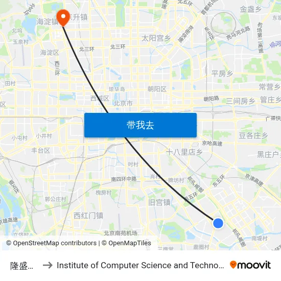 隆盛工业园 to Institute of Computer Science and Technology of Peking University map