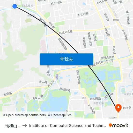 颐和山庄南口 to Institute of Computer Science and Technology of Peking University map