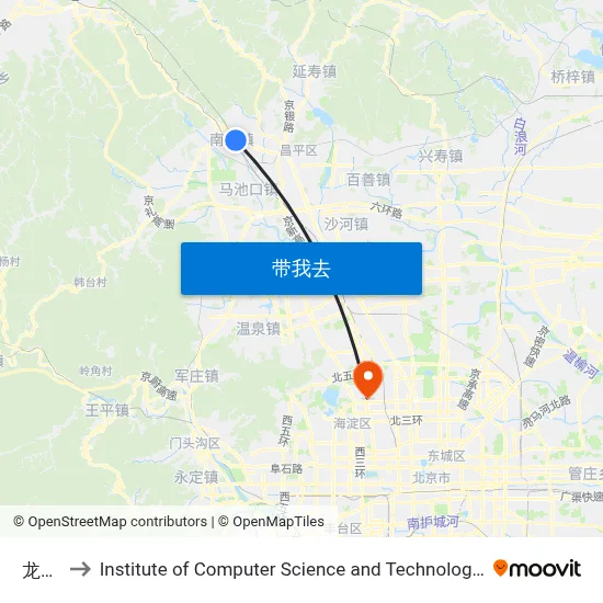 龙虎台 to Institute of Computer Science and Technology of Peking University map
