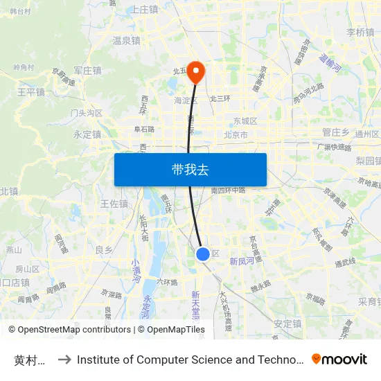 黄村西大街 to Institute of Computer Science and Technology of Peking University map