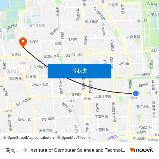 马甸桥东 to Institute of Computer Science and Technology of Peking University map