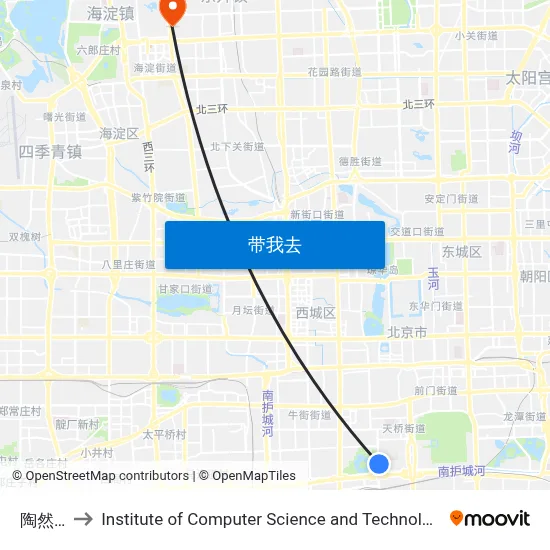 陶然桥北 to Institute of Computer Science and Technology of Peking University map