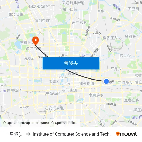 十里堡(朝阳路) to Institute of Computer Science and Technology of Peking University map