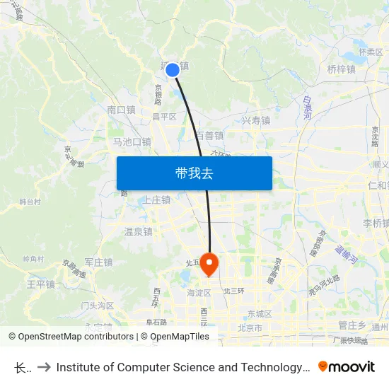 长陵 to Institute of Computer Science and Technology of Peking University map