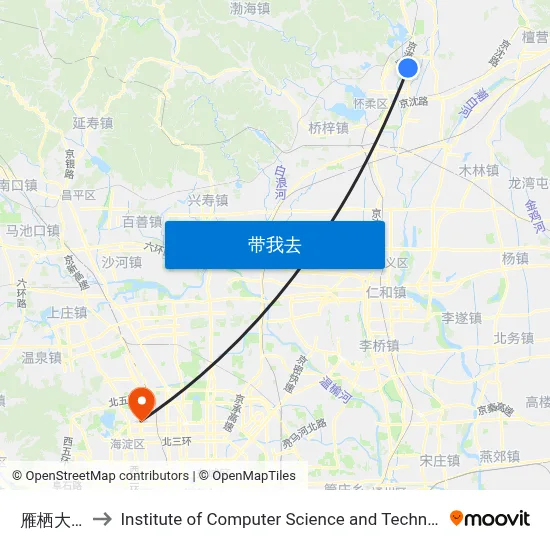 雁栖大街口南 to Institute of Computer Science and Technology of Peking University map