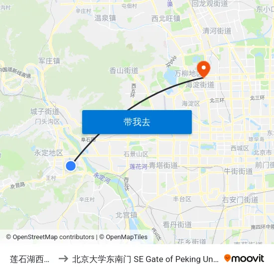 莲石湖西路东 to 北京大学东南门 SE Gate of Peking University map