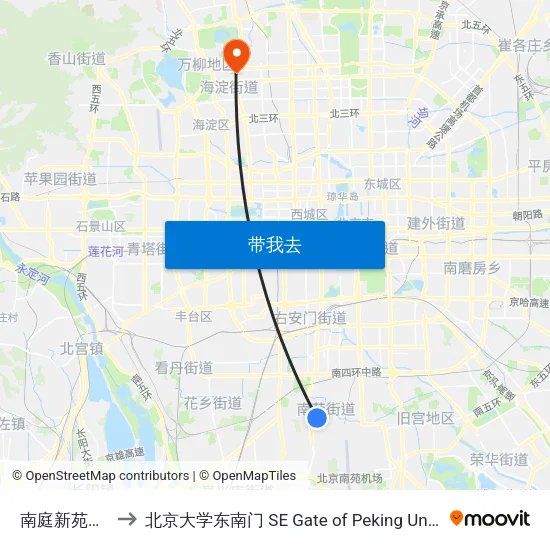 南庭新苑北区 to 北京大学东南门 SE Gate of Peking University map