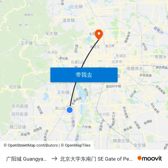 广阳城 Guangyang Cheng to 北京大学东南门 SE Gate of Peking University map