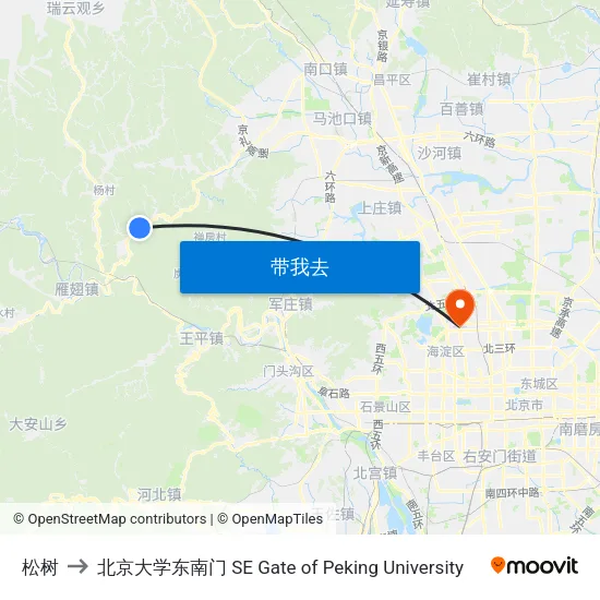 松树 to 北京大学东南门 SE Gate of Peking University map