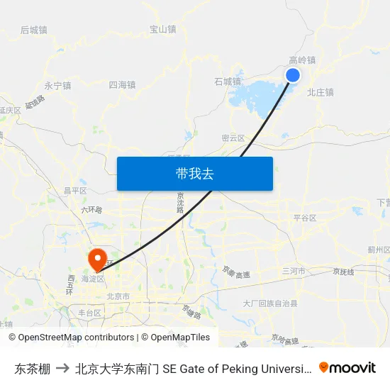 东茶棚 to 北京大学东南门 SE Gate of Peking University map