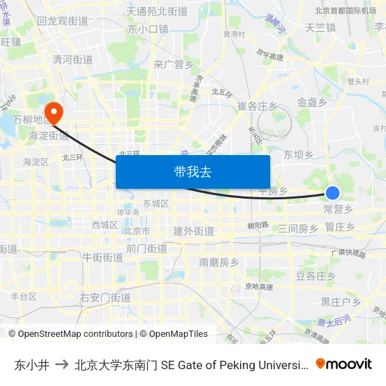 东小井 to 北京大学东南门 SE Gate of Peking University map