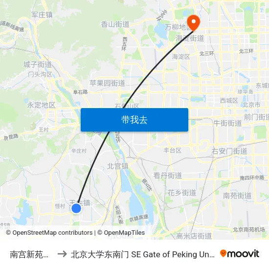 南宫新苑小区 to 北京大学东南门 SE Gate of Peking University map