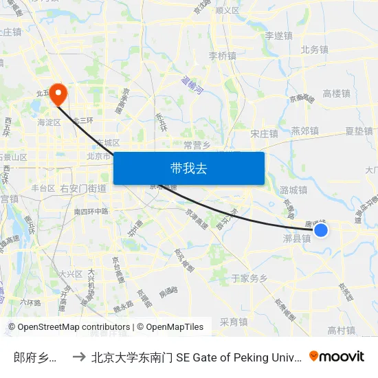 郎府乡政府 to 北京大学东南门 SE Gate of Peking University map