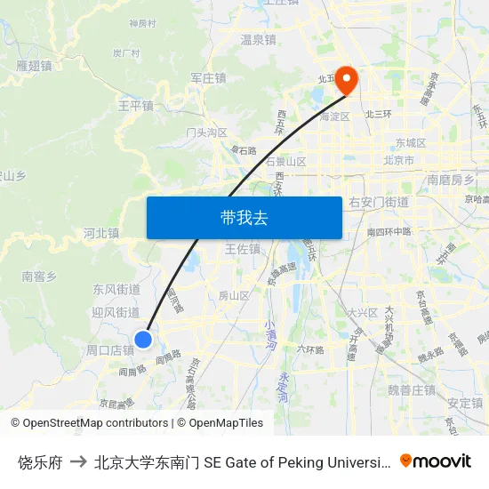 饶乐府 to 北京大学东南门 SE Gate of Peking University map
