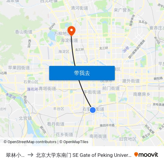 翠林小区 to 北京大学东南门 SE Gate of Peking University map