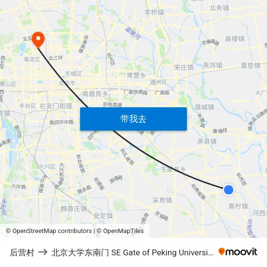 后营村 to 北京大学东南门 SE Gate of Peking University map
