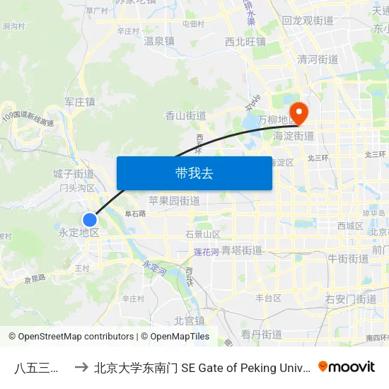 八五三部队 to 北京大学东南门 SE Gate of Peking University map