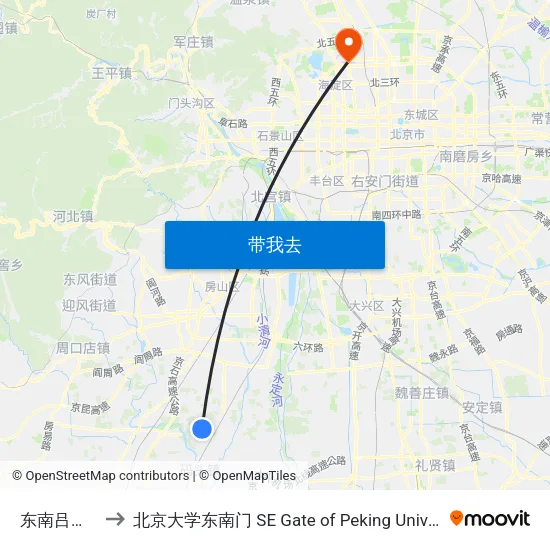东南吕路口 to 北京大学东南门 SE Gate of Peking University map