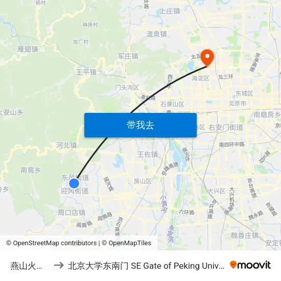 燕山火车站 to 北京大学东南门 SE Gate of Peking University map
