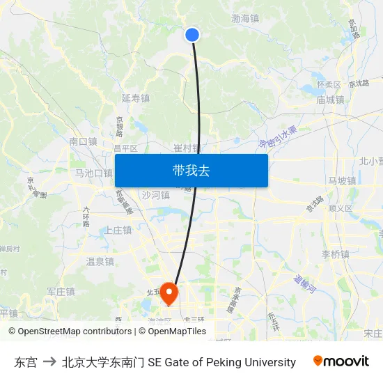东宫 to 北京大学东南门 SE Gate of Peking University map