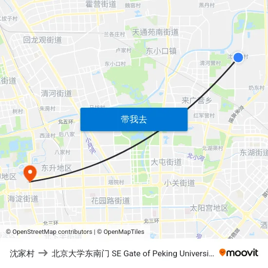 沈家村 to 北京大学东南门 SE Gate of Peking University map