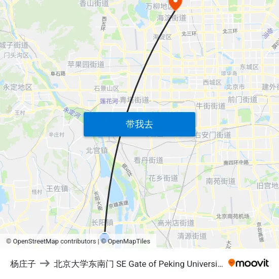 杨庄子 to 北京大学东南门 SE Gate of Peking University map